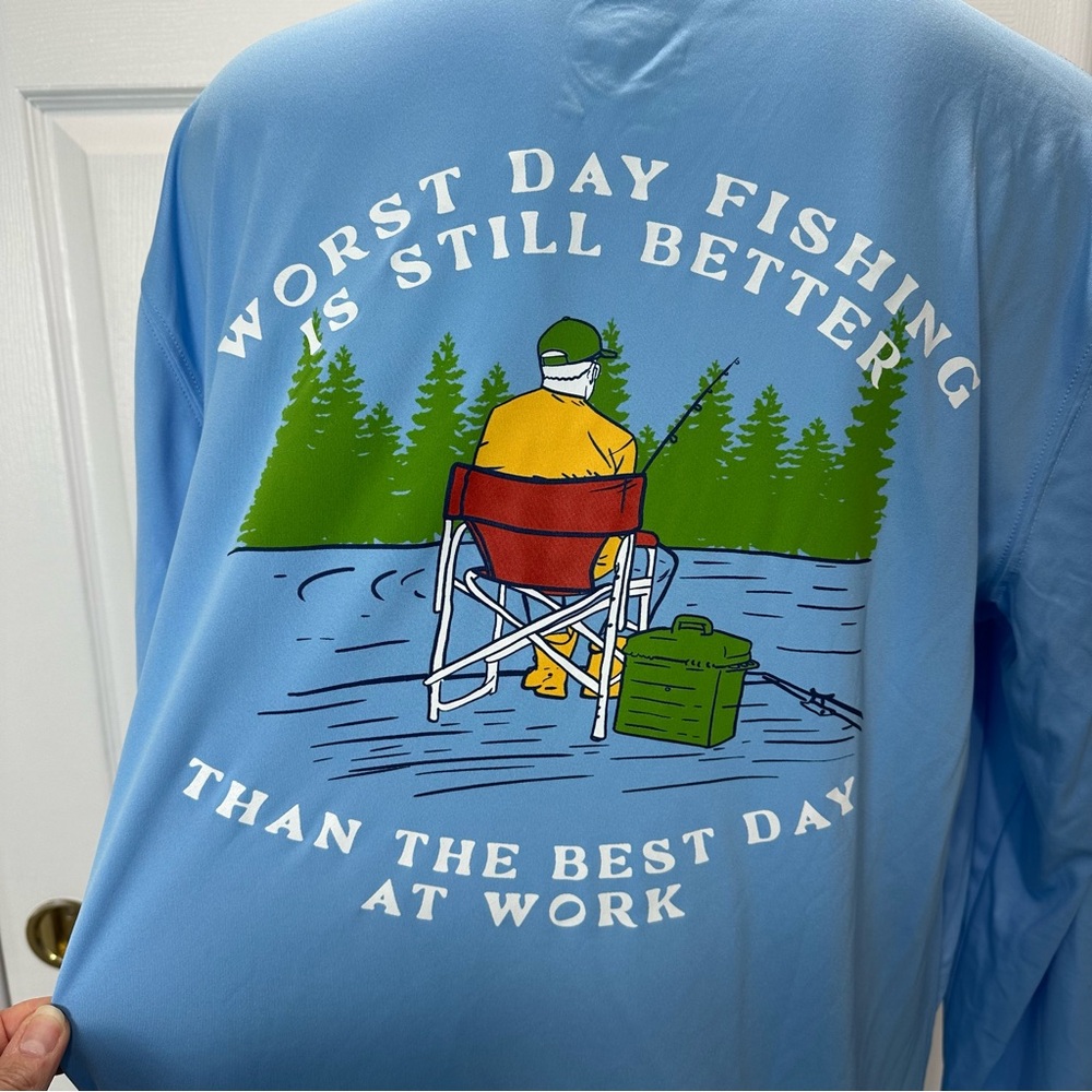 VAPOR APPAREL I’d rather be fishing BLUE long sleeve shirt 50+ sun protection L - Picture 3 of 12